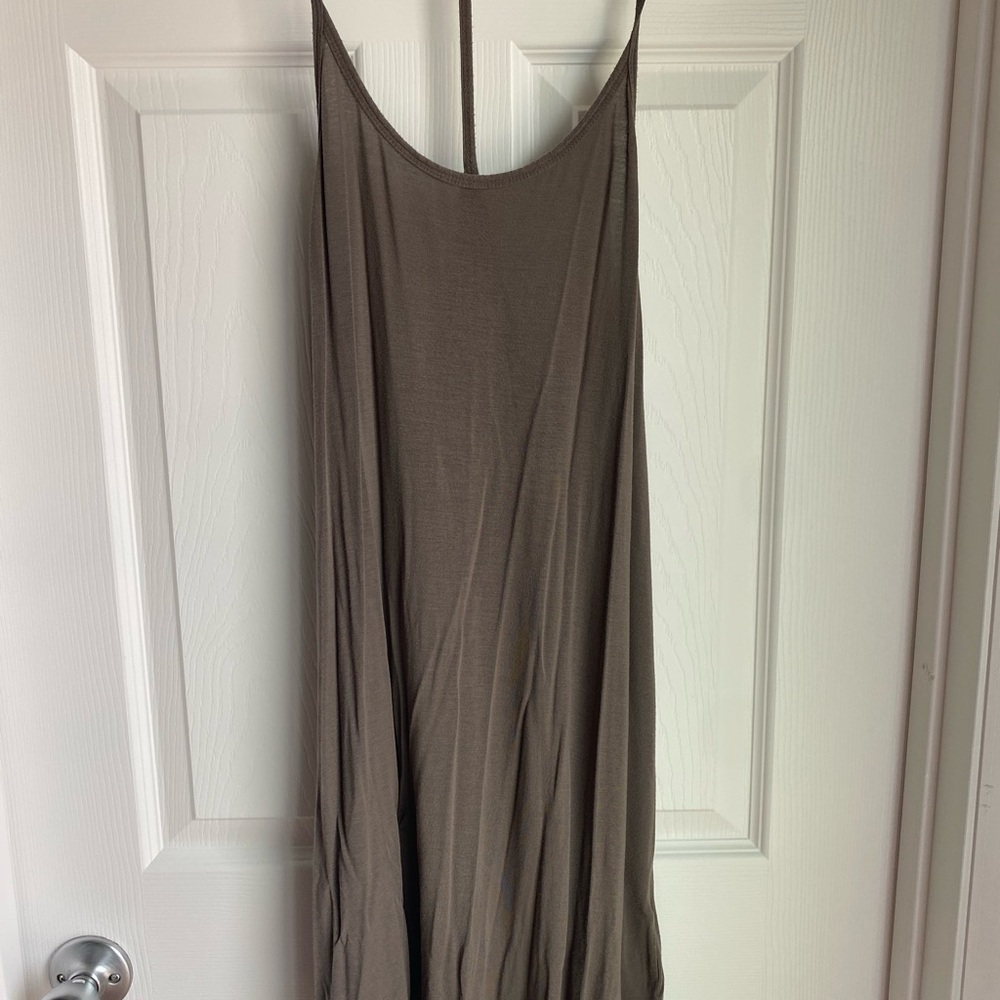 Elegant Brown Thin Strap Cover Up Dress